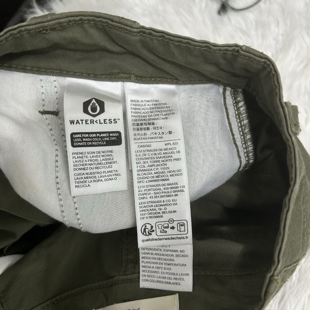 Levis Pants Sz 25 Green '94 Baggy Utility Cargo Drawstring Leg Streetwear Skater - Picture 9 of 14